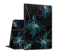 GFRGTFHYT for iPad Air 13 Inch Case M2 2024 for Women Men PU Leather Slim Lightweight Folio Kickstand Multi-Angle Stand Smart Shell Cover with Auto Wake/Sleep,Blue Art Flower