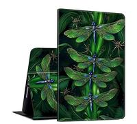 GFRGTFHYT for iPad Air 13 Inch Case M2 2024 for Women Men PU Leather Slim Lightweight Folio Kickstand Multi-Angle Stand Smart Shell Cover with Auto Wake/Sleep,Green Dragonfly