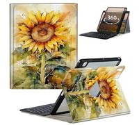 GFRGTFHYT for iPad Air 3 10.5" 2019 Keyboard Case for iPad Pro 10.5 inch 2017 with 360 Degree Rotating Slim Stand Smart Cover with Detachable Wireless Keyboard & Pencil Holder, Art Sunflower