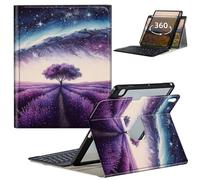 GFRGTFHYT for iPad Air 3 10.5" 2019 Keyboard Case for iPad Pro 10.5 inch 2017 with 360 Degree Rotating Slim Stand Smart Cover with Detachable Wireless Keyboard & Pencil Holder, Art Lavender