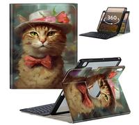 GFRGTFHYT for iPad Air 3 10.5" 2019 Keyboard Case for iPad Pro 10.5 inch 2017 with 360 Degree Rotating Slim Stand Smart Cover with Detachable Wireless Keyboard & Pencil Holder, Cats Watercolor
