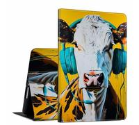 GFRGTFHYT for iPad Pro 13 Inch Case M4 2024 7th Generation Cow Listen to Music Design Soft TPU Shockproof Protective PU Leather Slim Smart Folio Cover Shell Adjustable Stand Kickstand Auto Sleep/Wake