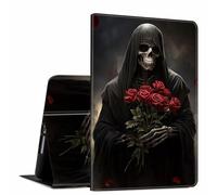 GFRGTFHYT for iPad Pro 13 Inch Case M4 2024 7th Generation Human Bone Red Rose Design Soft TPU Shockproof Protective PU Leather Slim Smart Folio Cover Shell Adjustable Stand Kickstand Auto Sleep/Wake