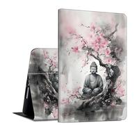 GFRGTFHYT for iPad Pro 13 Inch Case M4 2024 7th Generation PU Leather Slim Lightweight Folio Kickstand Multi-Angle Stand Smart Protection Shell Cover with Auto Wake/Sleep,Buddha Statue with Flowers