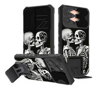 GFRGTFHYT for iPhone 16 Pro Max Phone Case 6.9" with Slide Camera Cover & Built-in Stand Kickstand Slim Dual Layer Hard PC Soft TPU Shockproof Case for iPhone 16 Pro Max 2024,Black Human Skeletons