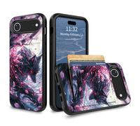 GFRGTFHYT for iPhone 17 Air Wallet Case with Credit Card Holder Hybrid Dual Layer Cherry Blossom Wolf Design for Women Man Heavy Duty Shockproof Protective Phone Case for Apple iPhone Air 6.5" 2025