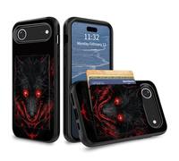 GFRGTFHYT for iPhone 17 Air Wallet Case with Credit Card Holder Hybrid Dual Layer Red Wolf Design for Women Man Heavy Duty Shockproof Protective Phone Case for Apple iPhone Air 6.5" 2025