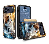 GFRGTFHYT for iPhone 17 Pro Max Wallet Case with Credit Card Holder Hybrid Dual Layer Galaxy Wolf Design for Women Man Heavy Duty Shockproof Protective Phone Case for iPhone 17 Pro Max 6.9" 2025