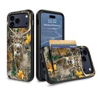 GFRGTFHYT for iPhone 17 Pro Max Wallet Case with Credit Card Holder Hybrid Dual Layer Watercolor Wolf Design for Women Man Heavy Duty Shockproof Protective Phone Case for iPhone 17 Pro Max 6.9" 2025