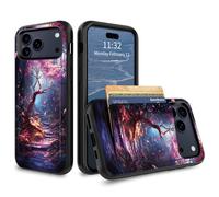 GFRGTFHYT for iPhone 17 Pro Max Wallet Case with Credit Card Holder Hybrid Dual Layer White Wolf Design for Women Man Heavy Duty Shockproof Protective Phone Case for iPhone 17 Pro Max 6.9" 2025