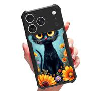 GFRGTFHYT for iPhone 17 Pro Phone Case 6.3" Women Men Slim Shockproof Soft TPU Corners Bumper Hard Plastic Back Hybrid Anti-Scratch Protective Case for Apple iPhone 17 Pro 2025,Black Cats