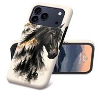 GFRGTFHYT for iPhone 17 Pro Phone Case, Black Horse Mountain | Hybrid Dual Layer Women Men Slim Hard PC Shell Soft TPU Silicone Rugged Shockproof Protective Cover for iPhone 17 Pro
