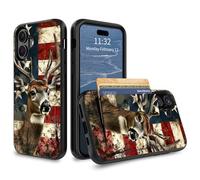 GFRGTFHYT for iPhone 17 Wallet Case with Card Holder Hybrid Dual Layer Watercolor Wolf Moon Design for Women Man Heavy Duty Shockproof Protective Phone Case for iPhone 17 6.3" 2025