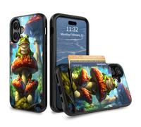 GFRGTFHYT for iPhone 17 Wallet Case with Credit Card Holder Hybrid Dual Layer Art Howling Wolf Design for Women Man Heavy Duty Shockproof Protective Phone Case for iPhone 17 6.3" 2025
