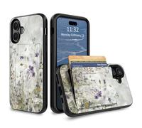 GFRGTFHYT for iPhone 17 Wallet Case with Credit Card Holder Hybrid Dual Layer Art Wolf Moon Design for Women Man Heavy Duty Shockproof Protective Phone Case for iPhone 17 6.3" 2025