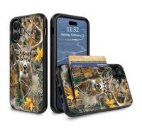 GFRGTFHYT for iPhone 17 Wallet Case with Credit Card Holder Hybrid Dual Layer Watercolor Wolf Design for Women Man Heavy Duty Shockproof Protective Phone Case for iPhone 17 6.3" 2025