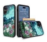 GFRGTFHYT for iPhone 17 Wallet Case with Credit Card Holder Hybrid Dual Layer Wolf Face Design for Women Man Heavy Duty Shockproof Protective Phone Case for iPhone 17 6.3" 2025
