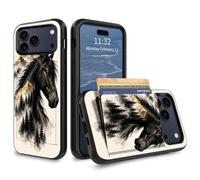 GFRGTFHYT for iPhone 18/17 Pro Max Wallet Case 6.9" with Credit Card Holder | Hybrid Dual Layer Black Horse Mountain Design Heavy Duty Shockproof Protective Phone Case for Apple iPhone 18 Pro Max 6.9"