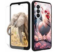 GFRGTFHYT for Samsung Galaxy S26 5G Phone Case 6.3" with Screen Protector Slim Tempered Glass Back Cover Rooster Sakura Design Shockproof Protective Case for Samsung S26 5G 2026