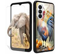 GFRGTFHYT for Samsung Galaxy S26 Plus Phone Case 6.7" with Screen Protector Slim Tempered Glass Back Cover Rooster Design Shockproof Protective Case for Samsung S26+ Plus 5G 2026