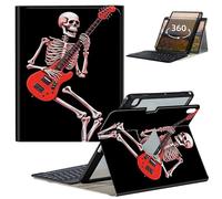 GFRGTFHYT Keyboard Case for iPad 10th Generation 10.9 Inch 2022 with 360 Degree Rotating Slim Stand Smart Cover with Detachable Wireless Keyboard & Pencil Holder, Black Human Skeleton Guitar