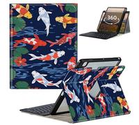 GFRGTFHYT Keyboard Case for iPad 10th Generation 10.9 Inch Tablet 2022 with 360 Degree Rotating Slim Stand Smart Shockproof Cover with Detachable Wireless Keyboard & Pencil Holder, Cute Koi Fishes