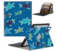 GFRGTFHYT Keyboard Case for iPad 10th Generation 10.9 Inch Tablet 2022 with 360 Degree Rotating Slim Stand Smart Shockproof Cover with Detachable Wireless Keyboard & Pencil Holder, Cute Sea Turtle