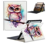 GFRGTFHYT Keyboard Case for iPad 10th Generation 10.9 Inch Tablet 2022 with 360 Degree Rotating Slim Stand Smart Shockproof Cover with Detachable Wireless Keyboard & Pencil Holder, Cute Owl Art