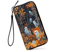 GFRGTFHYT Womens Wallet Large Capacity RFID Blocking PU Leather Wristlet Wallets for Women, B Ghosts Forest, Women Wallet, B Ghosts Forest