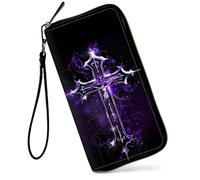 GFRGTFHYT Womens Wallet Large Capacity RFID Blocking PU Leather Wristlet Wallets for Women, Christian Jesus Cross, Women Wallet, Christian Jesus Cross