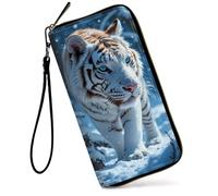 GFRGTFHYT Womens Wallet Large Capacity RFID Blocking PU Leather Wristlet Wallets for Women, Cute Tiger, Women Wallet, Cute Tiger