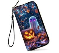 GFRGTFHYT Womens Wallet Large Capacity RFID Blocking PU Leather Wristlet Wallets for Women, Ghosts Forest, Women Wallet, Ghosts Forest