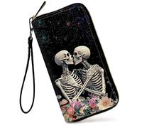 GFRGTFHYT Womens Wallet Large Capacity RFID Blocking PU Leather Wristlet Wallets for Women, Human Bones Flower, Women Wallet, Human Bones Flower