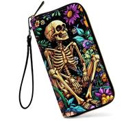 GFRGTFHYT Womens Wallet Large Capacity RFID Blocking PU Leather Wristlet Wallets for Women, Human Bone Flower, Women Wallet, Human Bone Flower