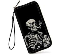 GFRGTFHYT Womens Wallet Large Capacity RFID Blocking PU Leather Wristlet Wallets for Women, Human Bone Smoke, Women Wallet, Human Bone Smoke