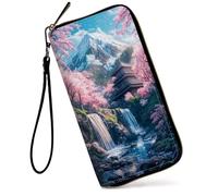 GFRGTFHYT Womens Wallet Large Capacity RFID Blocking PU Leather Wristlet Wallets for Women, Sun Sakura, Women Wallet, Sun Sakura