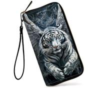 GFRGTFHYT Womens Wallet Large Capacity RFID Blocking PU Leather Wristlet Wallets for Women, Tiger, Women Wallet, Tiger