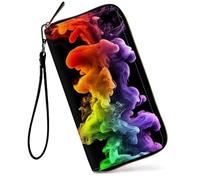 GFRGTFHYT Womens Wallet Large Capacity RFID Blocking PU Leather Wristlet Wallets for Women, Watercolor Smoke, Women Wallet, Watercolor Smoke