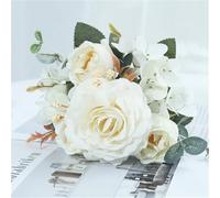 Gfsdjalkj Hydrangea Roses Artificial Flowers For Home Wedding Decorations Autumn Bouquet Peony Fake Flower(White)