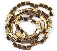 Gfsdjalkj Natural Hematite Stone Golds Square Cube Beads Spacer Loose Beads For Jewelry Making 5 * 2/5 * 5/6 * 6/6 * 4mm Diy Bracelets Necklace 15" 39cm Handmade crafts (Item Diameter : 6x6mm)