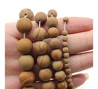 Gfsdjalkj Natural Stone Beads Matte Brown Wood Grain Loose Beads for Needlework Jewelry Making 4 6 8 10 12 mm DIY Bracelet Handmade crafts (Color : Yellow, Item Diameter : 6mm approx 63beads)