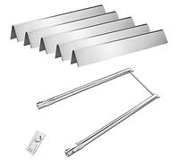 GFTIME 7535 Flavorizer Bars & 7507 Burner Tube for Weber Spirit E210 S210 S220 E220 Gas Grill (with Side control knobs), Stainless Steel Heat Plate & Burner Pipe Kit Spare Parts for Weber 7535 & 7507