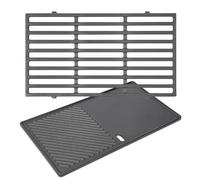 GFTIME 7637 44.5CM Grill Cooking Grate & Griddle for Weber Spirit E210/220 S210/220 Gas BBQ Grills (with Front Control Knobs), Cast Iron BBQ Grill Grid & Plate Replacement Part for Jamie Oliver