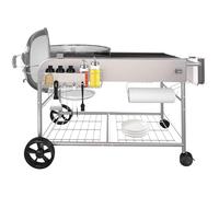 GFTIME BBQ Grill Cart for Weber 47 cm & 57 cm Original Kettle, Premium, Master Touch, Grill Stand for Jumbo Joe Charcoal Grill, Performer Charcoal Grill with Lid Holder Grills, Grill Table BBQ Trolley