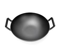 GFTIME Cast Iron Wok Diameter 36 cm for Gas Grill, Grill, Induction, Fire, Cast Iron Wok Pan for Weber Spirit, Genesis Gourment System, for Enders Gas Grill, for Weber 57 cm Charcoal Grills, Cast Iron