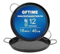 GFTIME Enameled Paella Pan -46cm Paella Pan, Non-Stick for 12 Servings, Perfect for Mediterranean & Spanish Dishes, Suitable for Gas & Electric Stoves (Not Induction)
