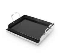 GFTIME Grill Plate 43 × 33 cm Stainless Steel with Ceramic Non-Stick Coating, Universal Plancha for Gas Grill, Charcoal Grill & Hob, PFAS/PFOA/PTFE-Free, Non-Stick Grill Plate, Oven Safe up to 260°C