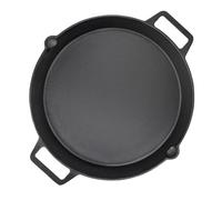 GFTIME Universal Cast Iron 40 cm Large Round Grill Pan with Two Handles and Two Pourers, Multifunctional Serving Pan