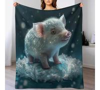 GFTTTFG Cute Pig Ultra-Soft Micro Flannel Blanket Warm Throw Blankets Home Decor for Bed Sofa Travel Quality Washable (130×150cm)