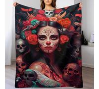 GFTTTFG Day of The Dead Throw Blanket Flannel Blankets Soft Warm Printed Throws for Bed, Couch And Sofa for Kids Teen Young Boys Girls, （130×180cm）